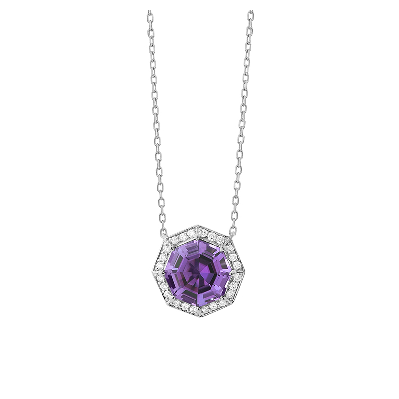 collier-femme-platine-950-amethyste-et-diamants-FACET-P8350FMTWNCQ0 Collier Femme Platine, Améthyste et Diamants FACET P8350FMTWNCQ0