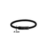 Bracelet Homme Cuir tressé et Acier noir ROCHET HB144101, largeur