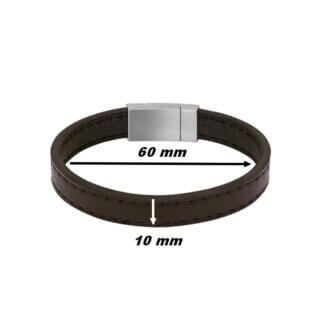 Bracelet Cuir marron et Acier ROCHET HB78 Homme, largeur.