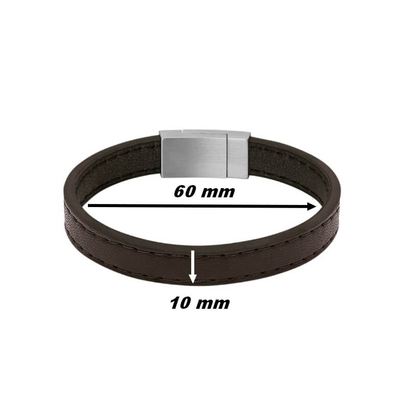 Bracelet-Homme-cuir-marron-et-Acier-ROCHET-HB78-dimensions Bracelet Cuir marron et Acier ROCHET HB78 Homme, largeur.