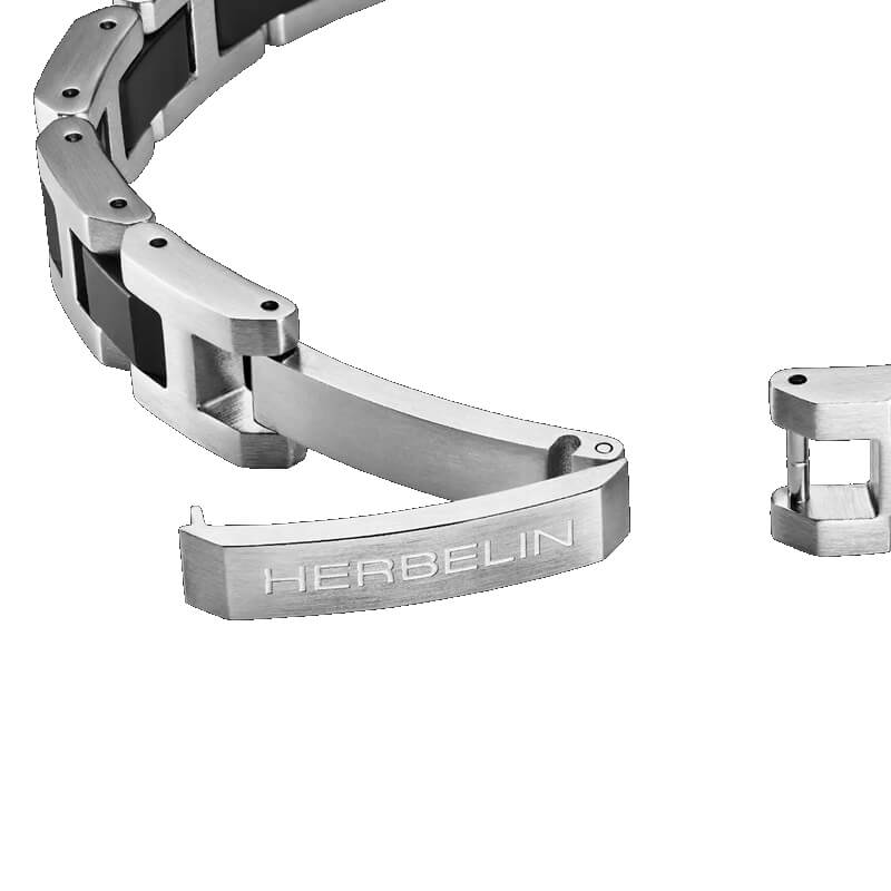 Bracelet CAP CAMARAT Acier et céramique HERBELIN BCC10ABCN Homme, fermoir.