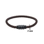 Bracelet Cuir marron tressé, cadenas et Acier ROCHET HB3685 Homme, largeur.