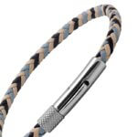 Bracelet Cuir tressé tricolore et Acier ROCHET HB1430399 Homme, autre vue.