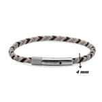 Bracelet Cuir tressé tricolore et Acier ROCHET HB1430399 Homme, largeur.