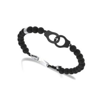 Bracelet menottes Acier Agate noire ROCHET HB57681 Homme, autre vue.