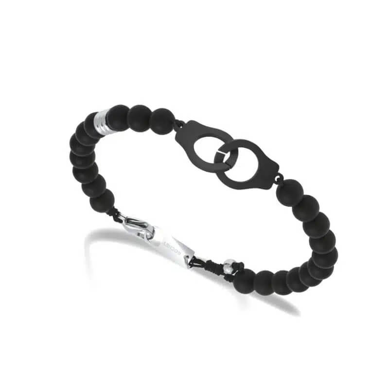 Bracelet menottes Acier Agate noire ROCHET HB57681 Homme, autre vue.