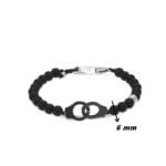 Bracelet menottes Acier Agate noire ROCHET HB57681 Homme, largeur.