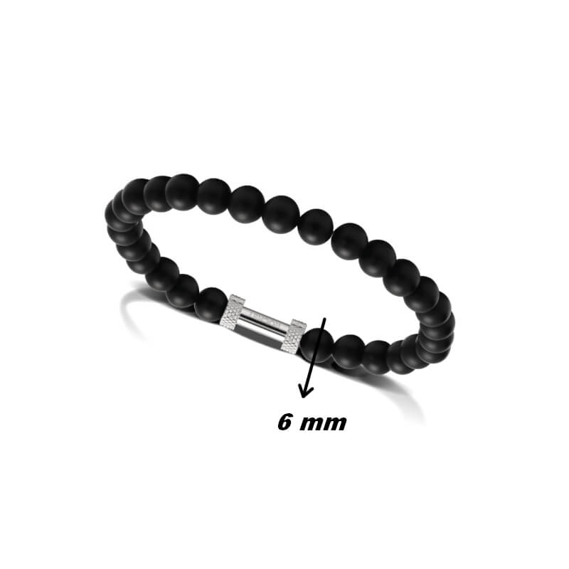 Bracelet Acier et Agate noire ROCHET B266001 Homme, largeur.