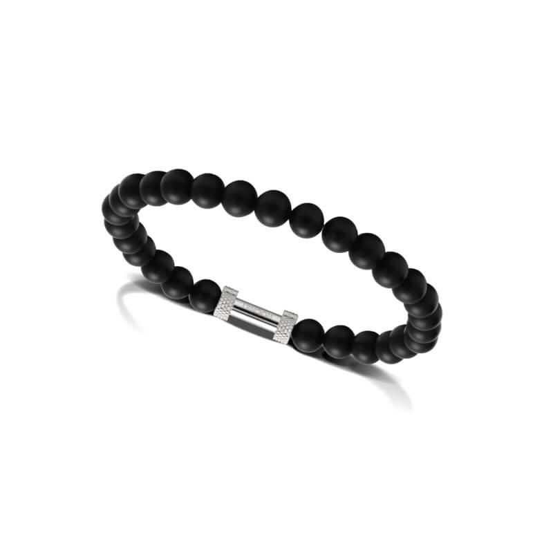 Bracelet Acier et Agate noire ROCHET B266001 Homme