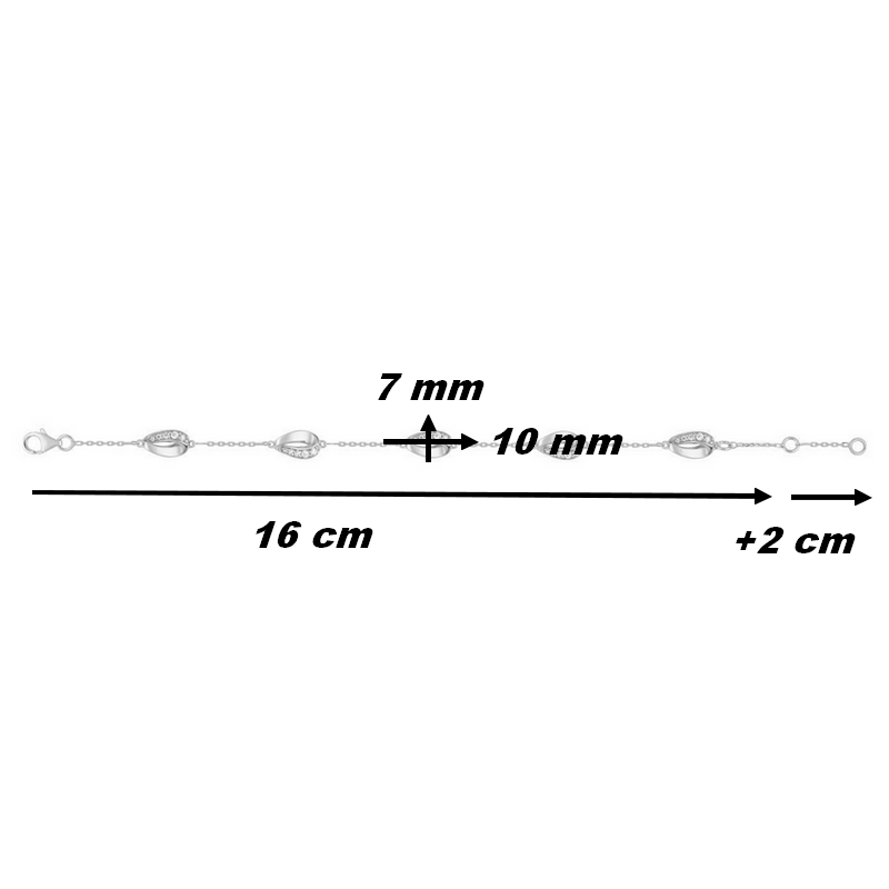 Bracelet design Argent rhodié et Oxydes ROBBEZ MASSON Femme, dimensions.