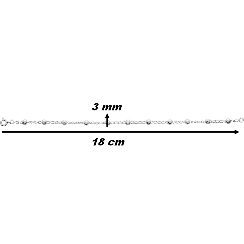 bracelet-femme-argent-rhodié-boules-robbez-masson-311871B-dimensions Bracelet Boules Argent rhodié ROBBEZ MASSON Femme, dimensions