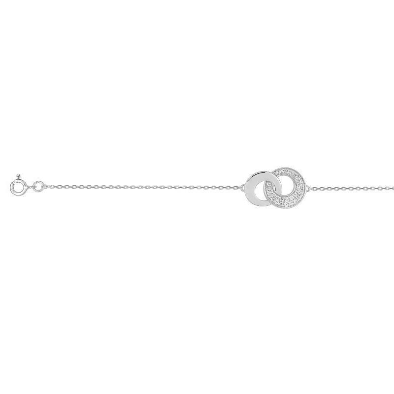 bracelet-femme-double-cercle-argent-rhodié-oxydes-robbez-masson-ABA213Z15 Bracelet double cercle Argent rhodié et Oxydes ROBBEZ MASSON Femme