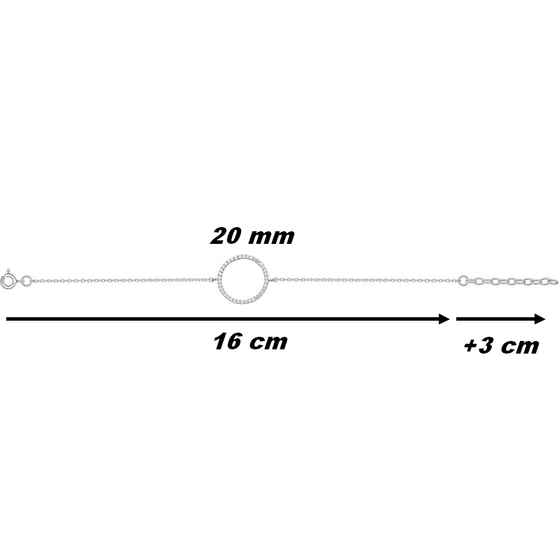 Bracelet Cercle Argent rhodié et Oxydes ROBBEZ MASSON Femme, dimensions.