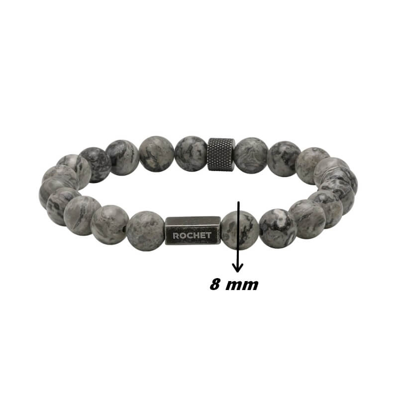 Bracelet Acier inoxydable et Jaspe ROCHET HB2800 Homme, largeur.