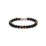 Bracelet Acier, Œil de tigre et Agate noire ROCHET B266001023 Homme