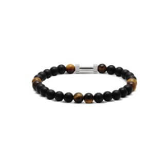 Bracelet Acier, Œil de tigre et Agate noire ROCHET B266001023 Homme