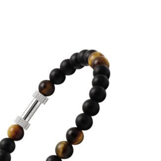 Bracelet Acier, Œil de tigre et Agate noire ROCHET B266001023 Homme, autre vue.