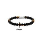 Bracelet Acier, Œil de tigre et Agate noire ROCHET B266001023 Homme, largeur.