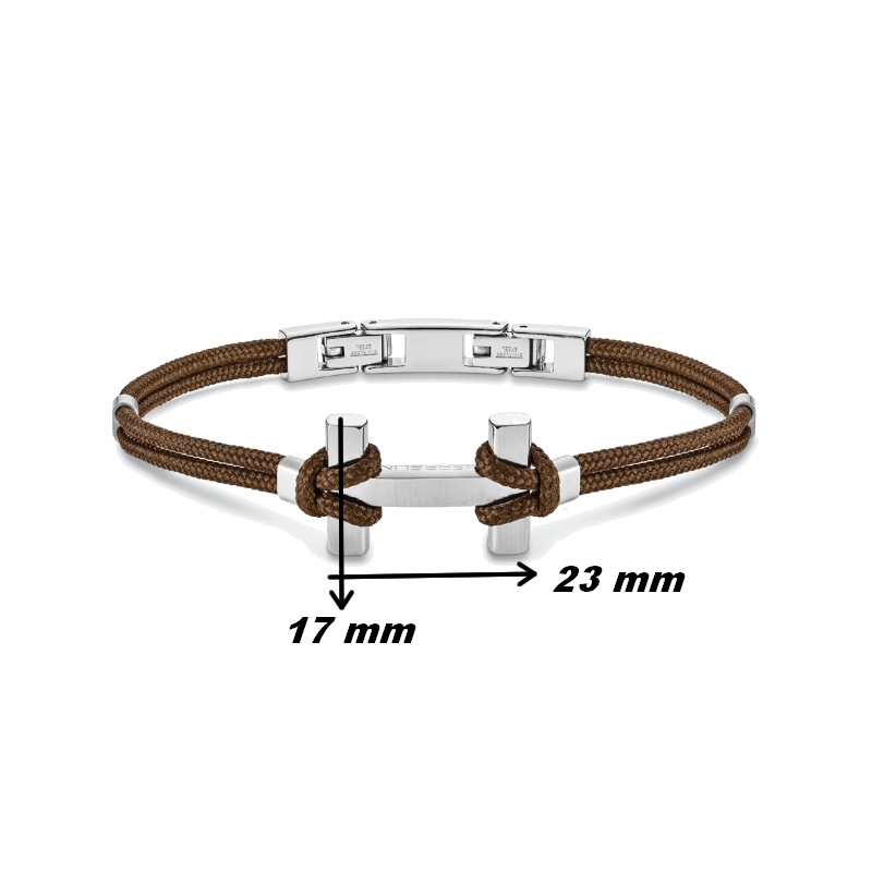 Bracelet AMARRAGE Acier cordon marron HERBELIN BH24ABBC Homme, dimensions.