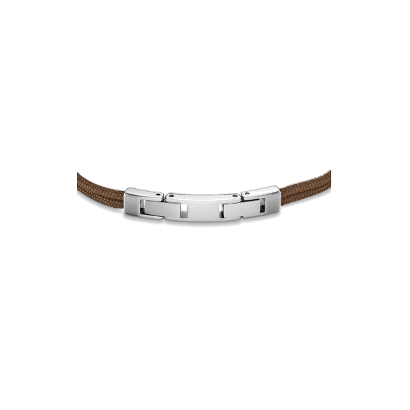 Bracelet AMARRAGE Acier cordon marron HERBELIN BH24ABBC Homme, fermoir.