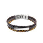 Bracelet Cuir et Acier, œil de tigre ROCHET HB6603 Homme