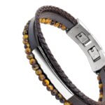 Bracelet Cuir et Acier, œil de tigre ROCHET HB6603 Homme, autre vue.