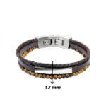 Bracelet Cuir et Acier, œil de tigre ROCHET HB6603 Homme, largeur.