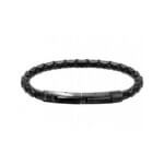 Bracelet Homme Cuir noir tressé et Acier ROCHET HB145101