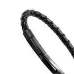 Bracelet Homme Cuir noir tressé et Acier ROCHET HB145101, autre vue.