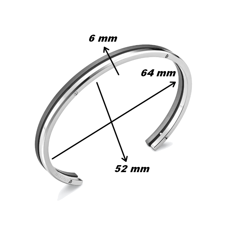 Bracelet jonc NEWPORT HERBELIN JND6ABTD Titane et Acier Homme, dimensions.