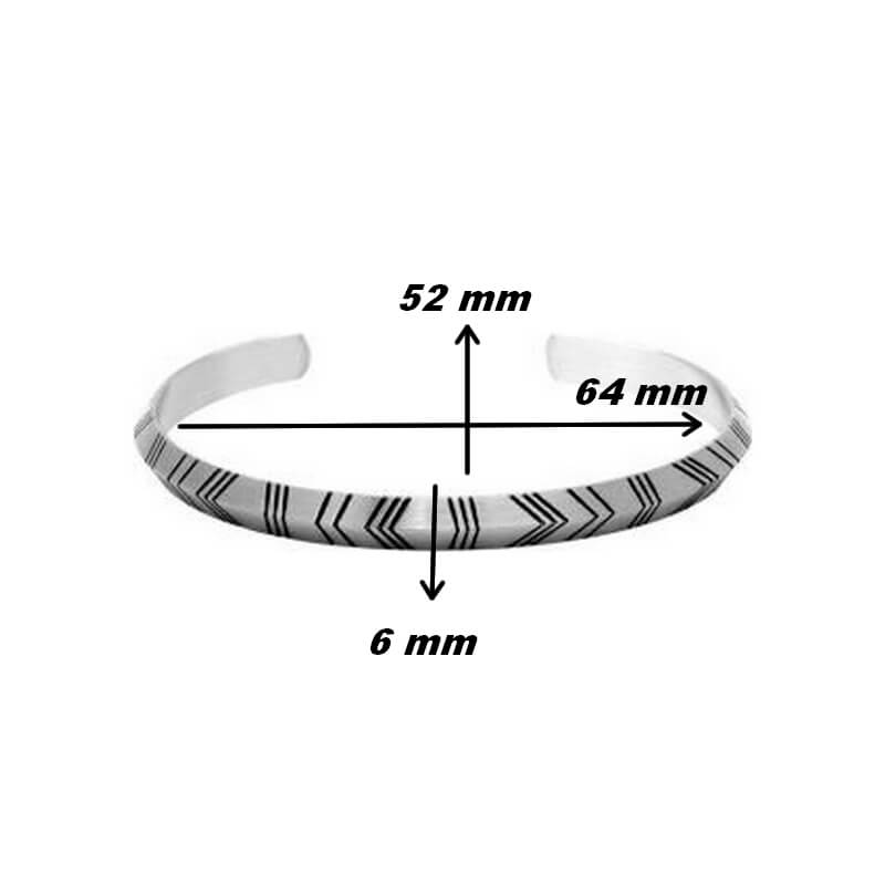 Bracelet jonc Homme zébré Acier inoxydable HBJ69600 ROCHET, dimensions.
