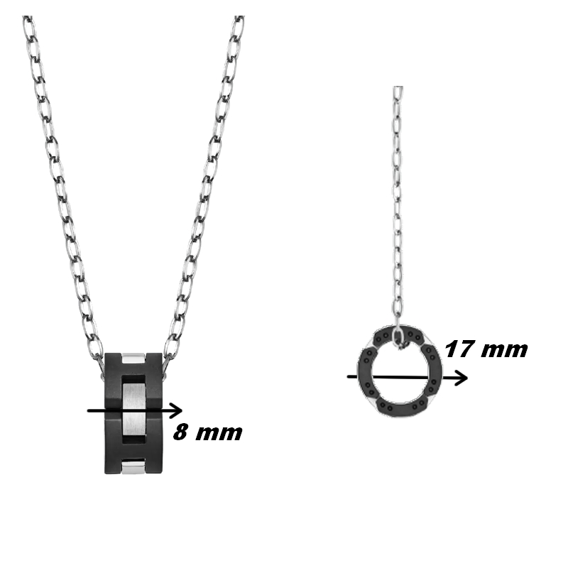 Collier CAP CAMARAT HERBELIN CCC8CNAB Acier et céramique noire Homme, dimensions.