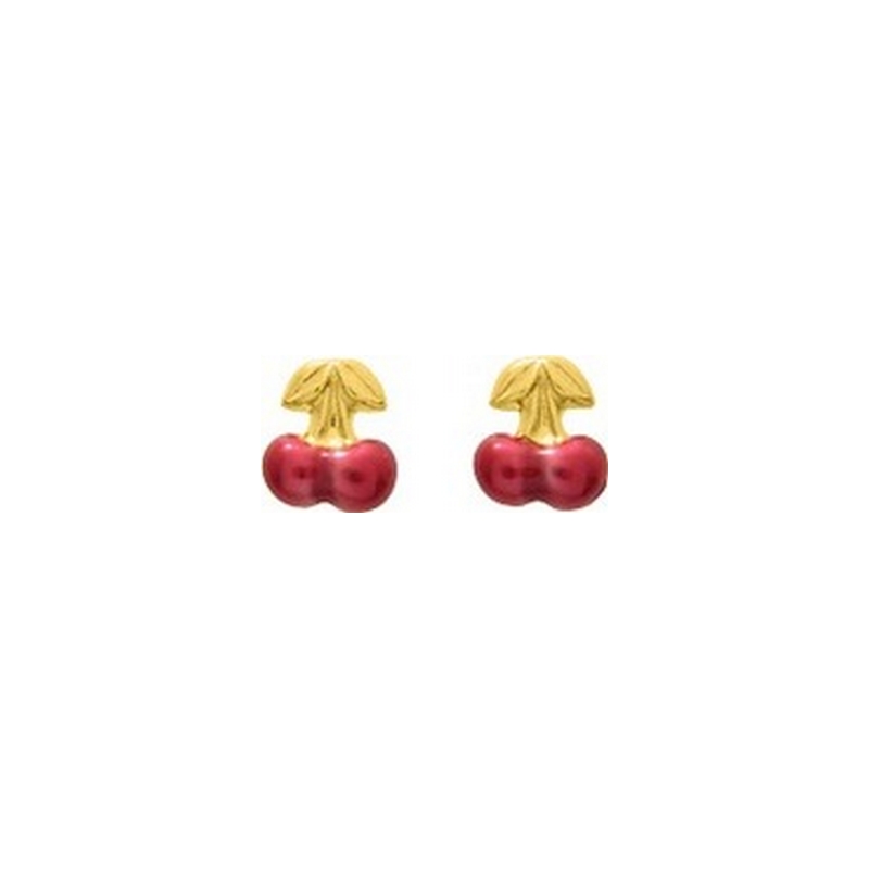 boucles-oreilles-enfant-Cerises-or-jaune-750-robbez-masson-8022V Boucles d'oreilles Enfant Cerises Or jaune 750/1000 ROBBEZ MASSON