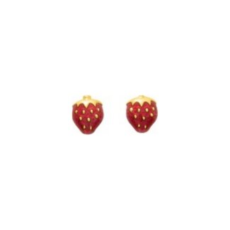 Boucles d'oreilles Enfant Fraise Or jaune 750/1000 ROBBEZ MASSON