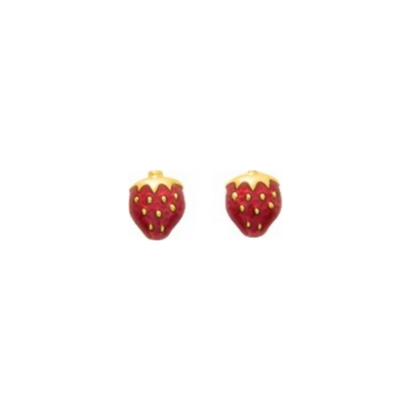 Boucles d'oreilles Enfant Fraise Or jaune 750/1000 ROBBEZ MASSON