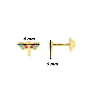 Boucles d'oreilles enfant Libellule Or jaune 750/1000 ROBBEZ MASSON, dimensions