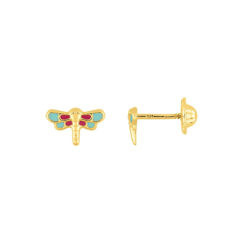 boucles-oreilles-enfant-libellule-or-jaune-750-robbez-masson-8026V Boucles d'oreilles enfant Libellule Or jaune 750/1000 ROBBEZ MASSON