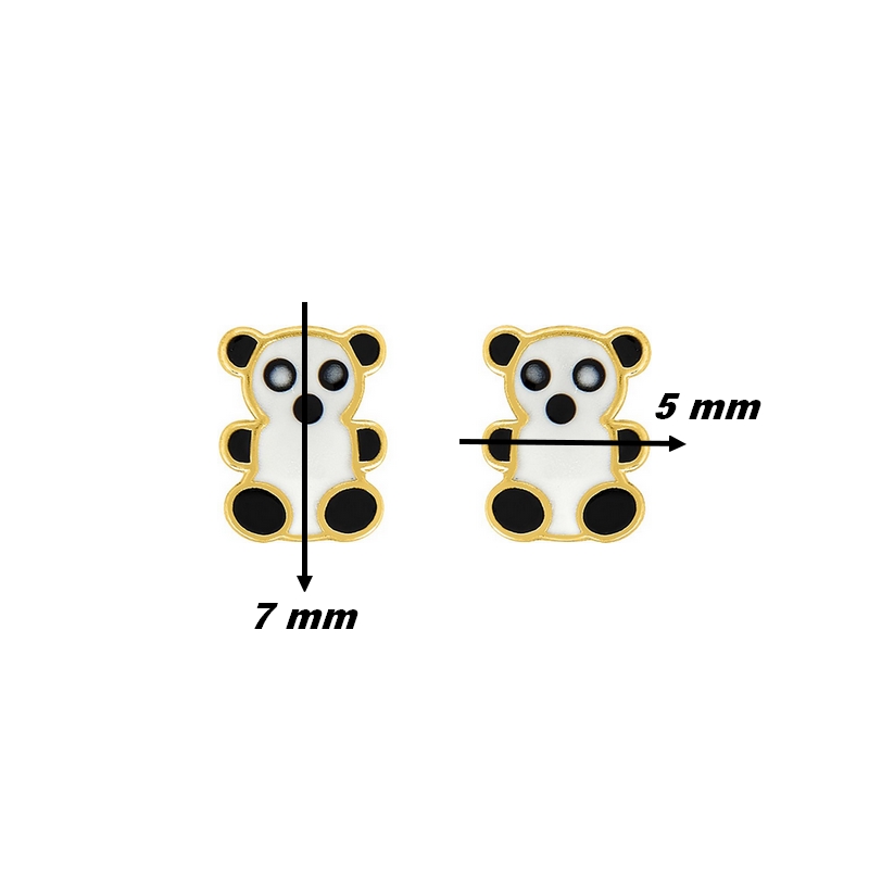 Boucles d'oreilles Enfant Panda Or jaune 750/1000 ROBBEZ MASSON, dimensions