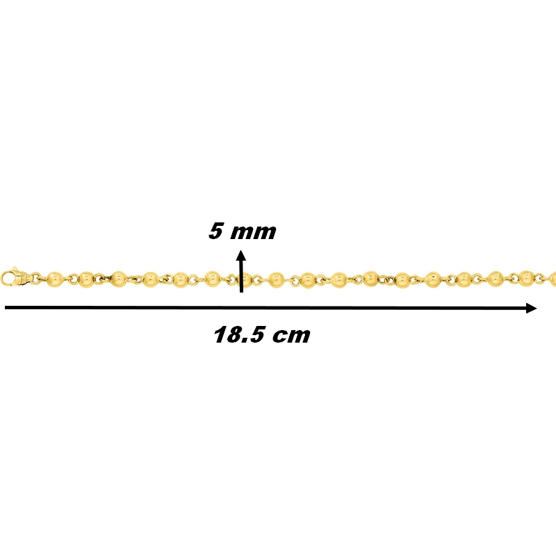 Bracelet Femme Boules Or jaune 750/1000 ROBBEZ MASSON, dimensions