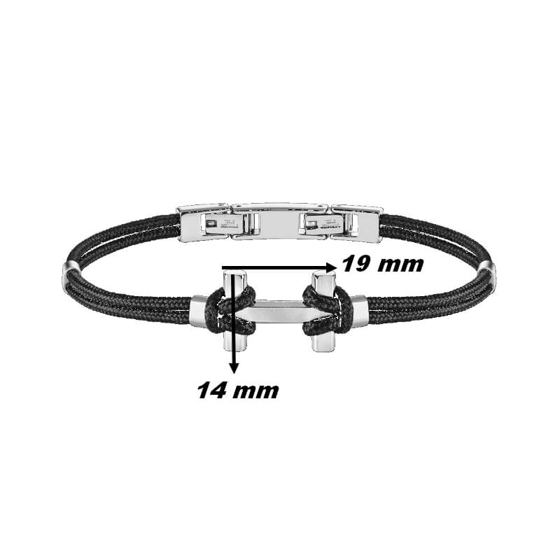 Bracelet AMARRAGE Acier cordon noir BH20ABNR HERBELIN Homme, dimensions