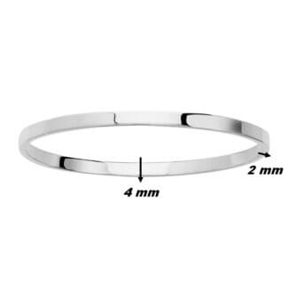 Bracelet jonc plat 4 mm Argent rhodié ROBBEZ MASSON Femme dimensions