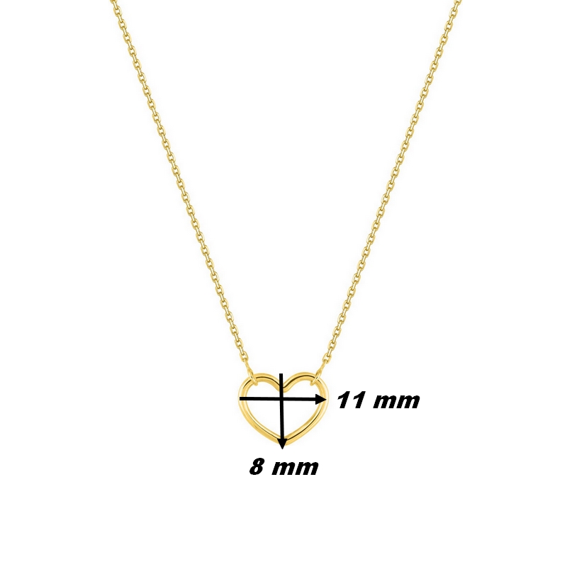 Collier Femme Cœur Or jaune 750/1000, dimensions