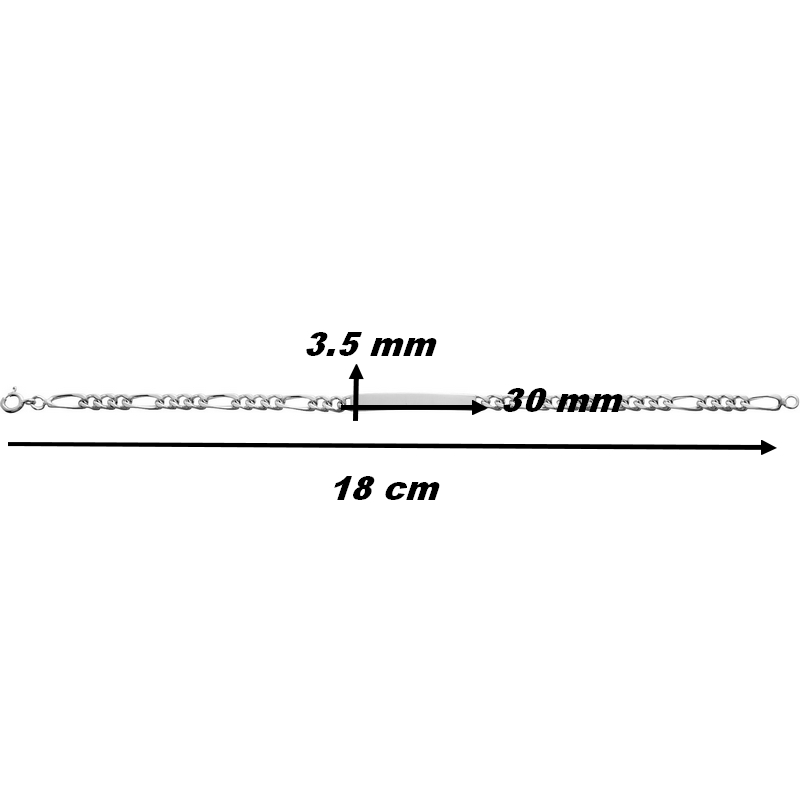 Gourmette Femme alternée 1+3 Argent Rhodié ROBBEZ MASSON, dimensions