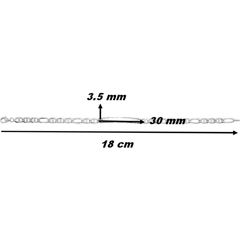 Gourmette Femme alternée marine 1+3 Argent Rhodié ROBBEZ MASSON, dimensions