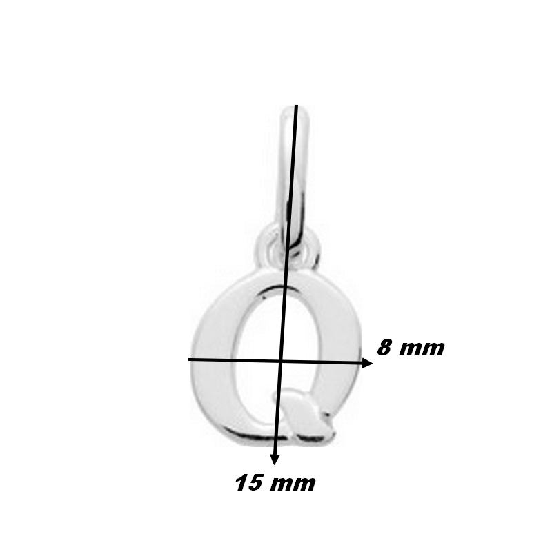 Pendentif lettre Q Argent ROBBEZ MASSON, dimensions