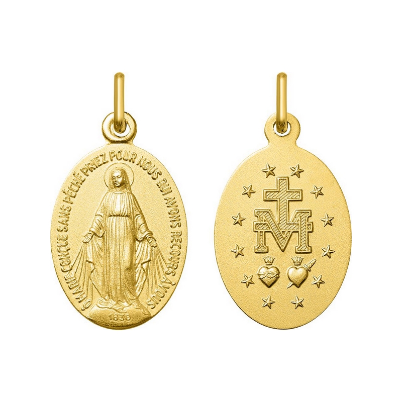 Pendentif médaille Vierge miraculeuse Or jaune 750/1000 ROBBEZ MASSON