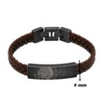 Bracelet Acier inoxydable et cuir marron Homme Shaman ROCHET, largeur.