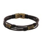 Bracelet Acier inoxydable cordon et cuir marron Homme ROCHET
