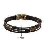 Bracelet Acier inoxydable cordon et cuir marron Homme ROCHET, largeur.