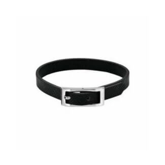 Bracelet Acier inoxydable et cuir noir texturé Homme ROCHET